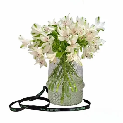White Alstroemeria Vase