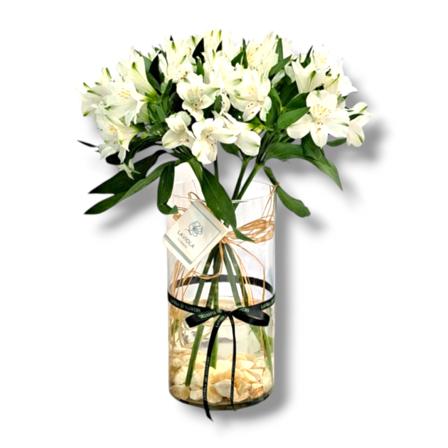 White Alstroemerias | Glass Vase