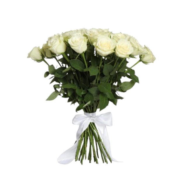 Handheld bouquet of 20 white roses – Soul’s Light by La Viola