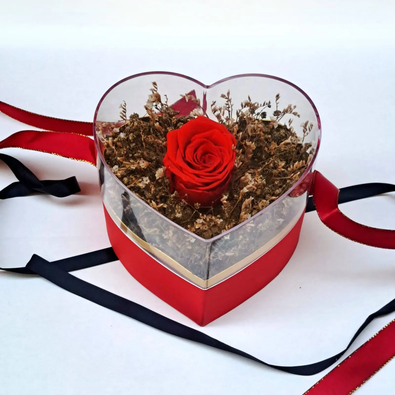 Forever Love Rose – Natural Preserved Red Rose in Heart Box with Acrylic Lid